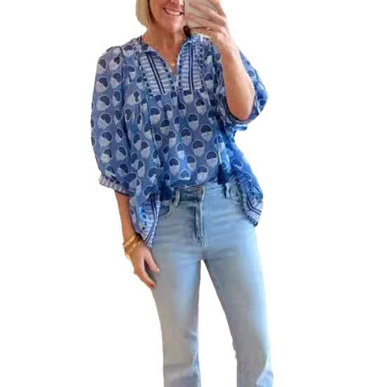 Positioning Printed Tassel Women's Shirt