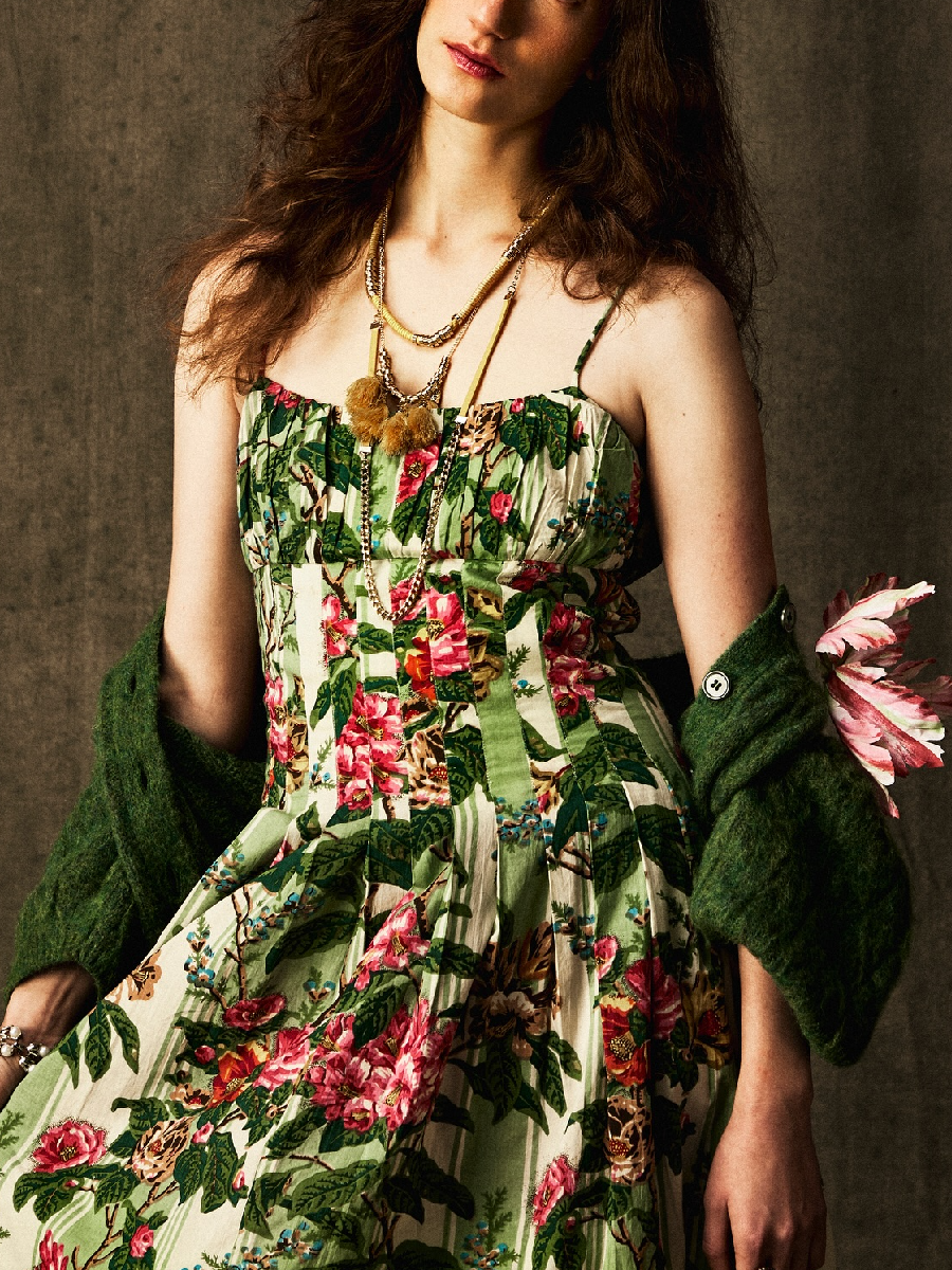 The Shirly Dress In Garden Stripe