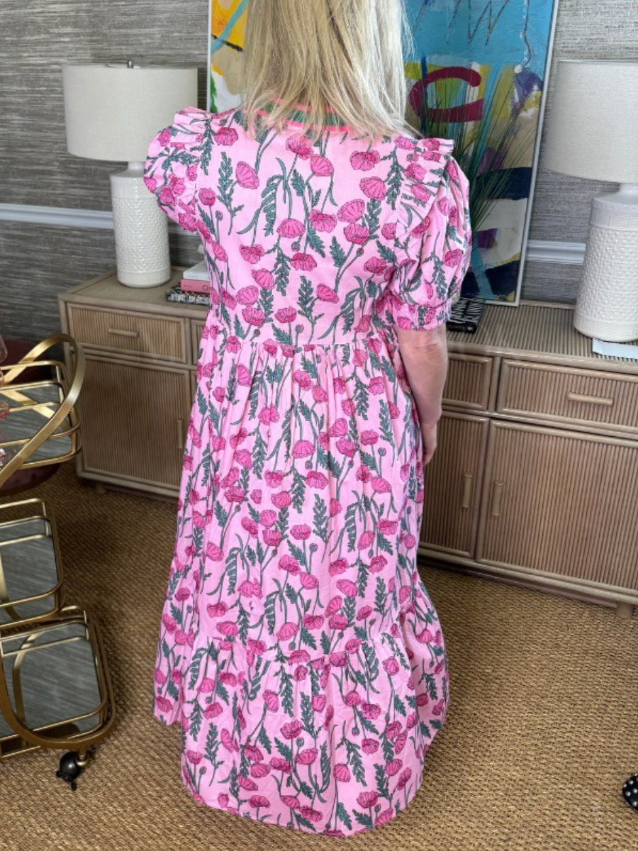 Floral Print V-neck MAXI Dress