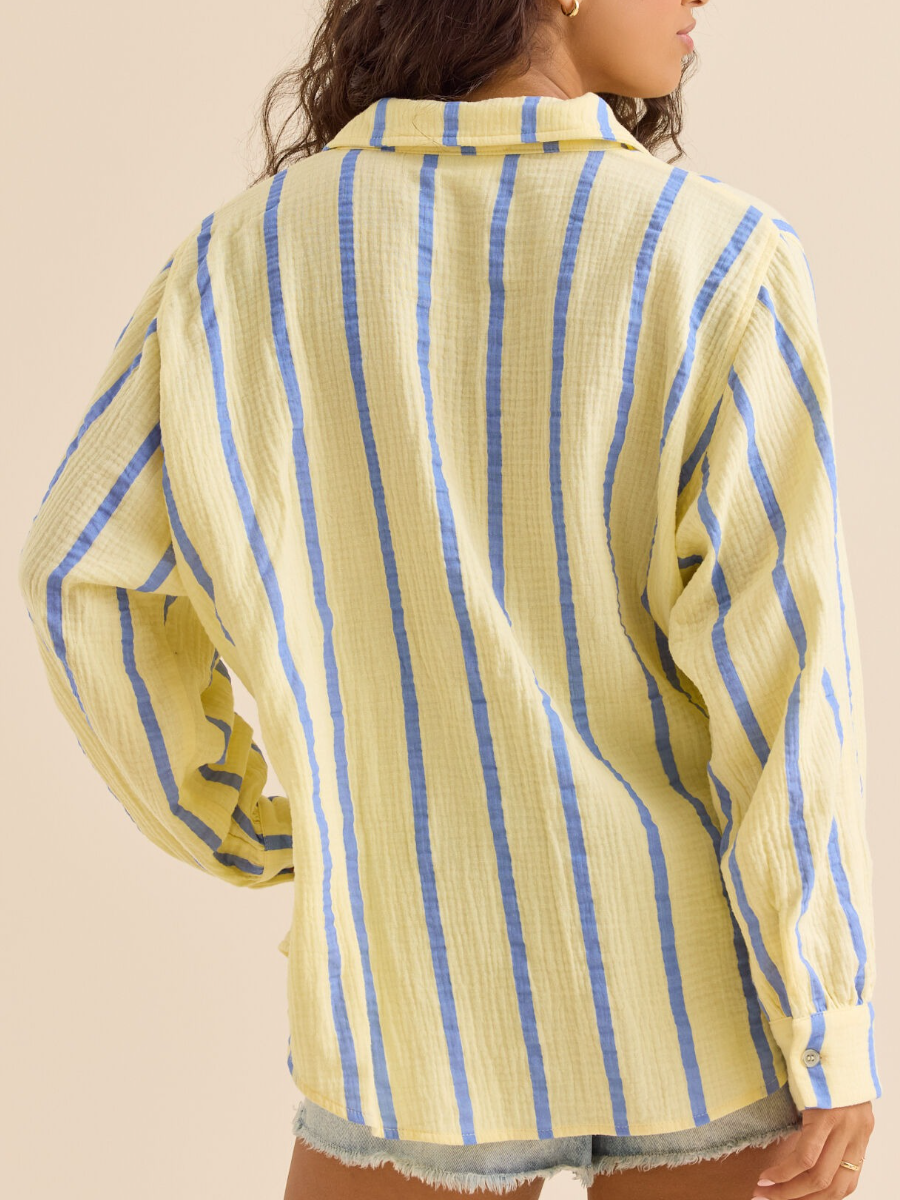 Vienna Striped Button Down Top