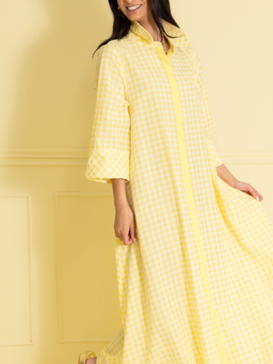 Gingham Collared Maxi Dress