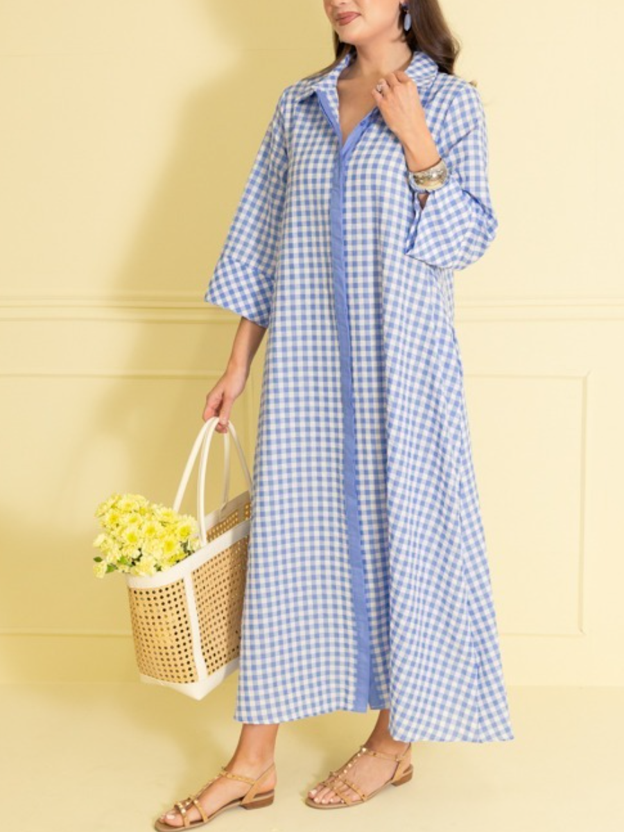 Gingham Collared Maxi Dress