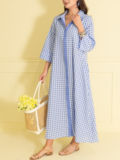 Gingham Collared Maxi Dress