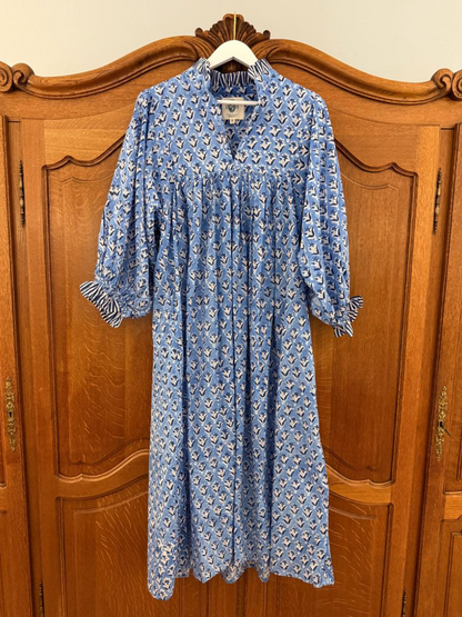 Newest Cotton Block Print Maxi Dress