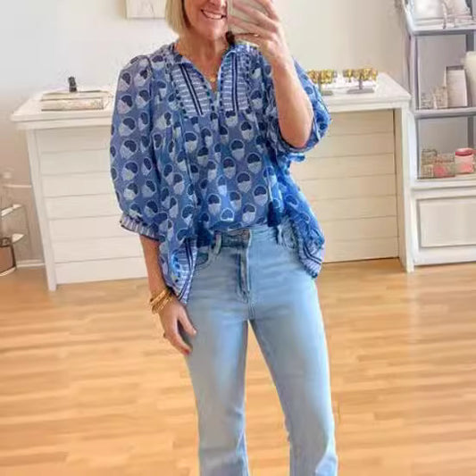 Positioning Printed Tassel Women's Shirt