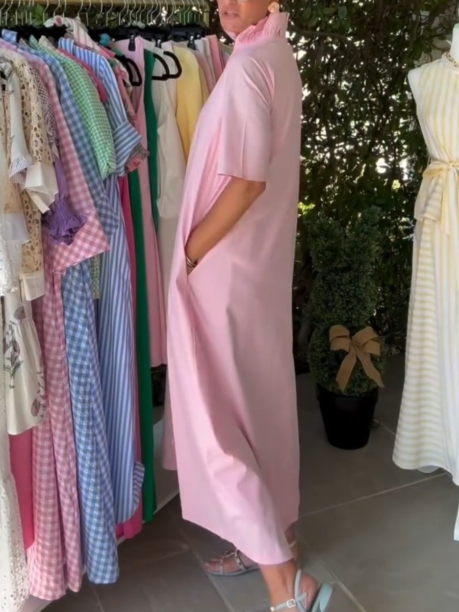 Simple Solid Color Casual Dress