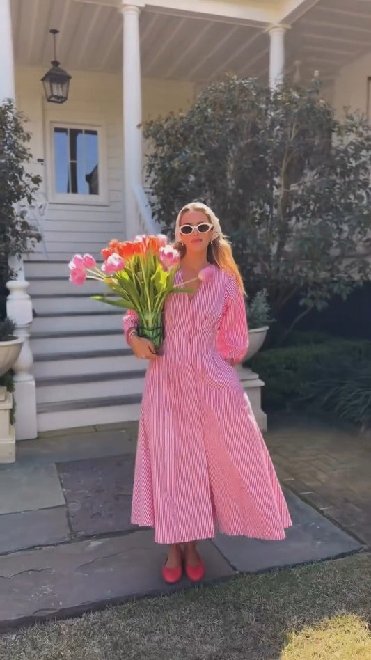 Puff Sleeve V-Neck Shirt Dress