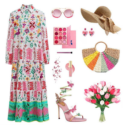 Exotic Printed Button Down Dress