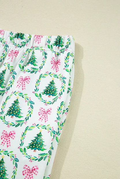 Christmas Trees And Bows Pajama Set