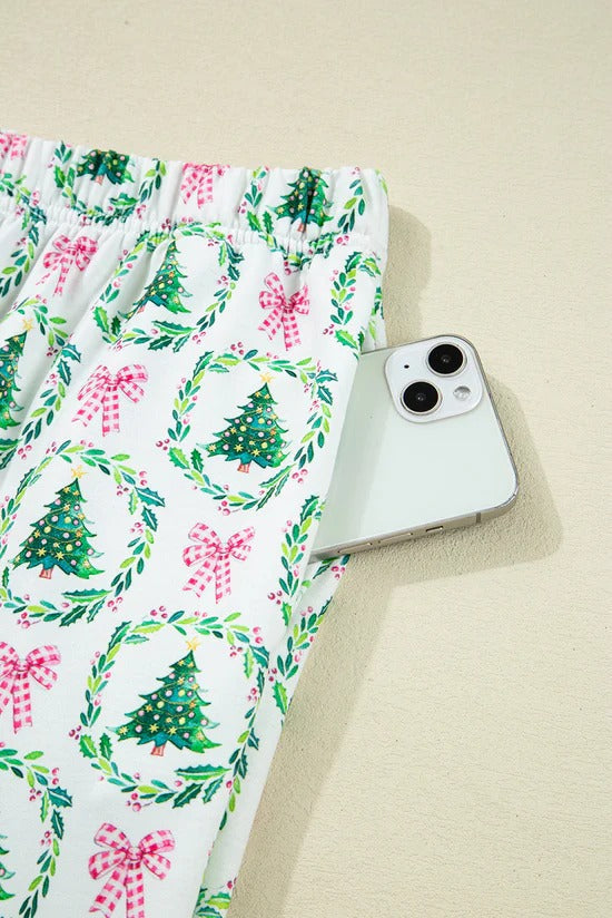 Christmas Trees And Bows Pajama Set