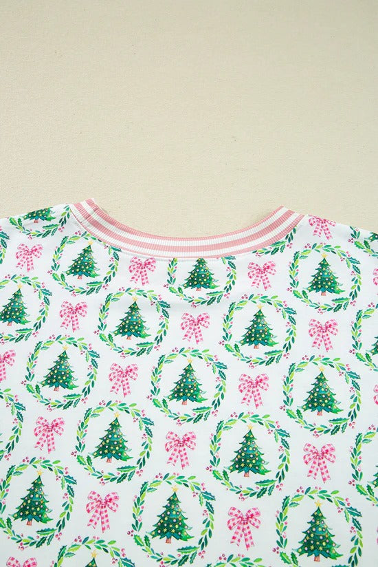 Christmas Trees And Bows Pajama Set