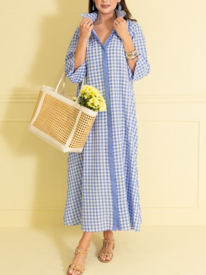 Gingham Collared Maxi Dress