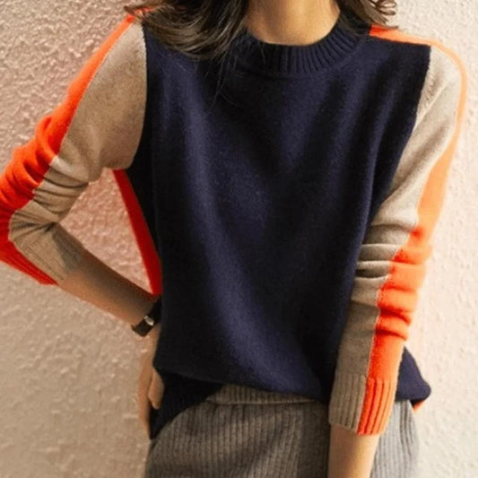 Navy and Orange Retro Stripe Sweater