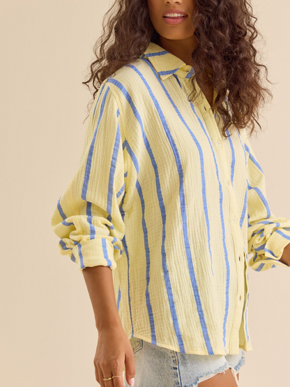 Vienna Striped Button Down Top