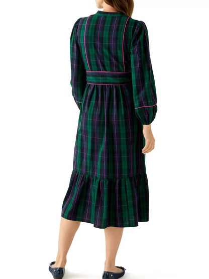 Jacket Sleeve Plaid Midi Dress