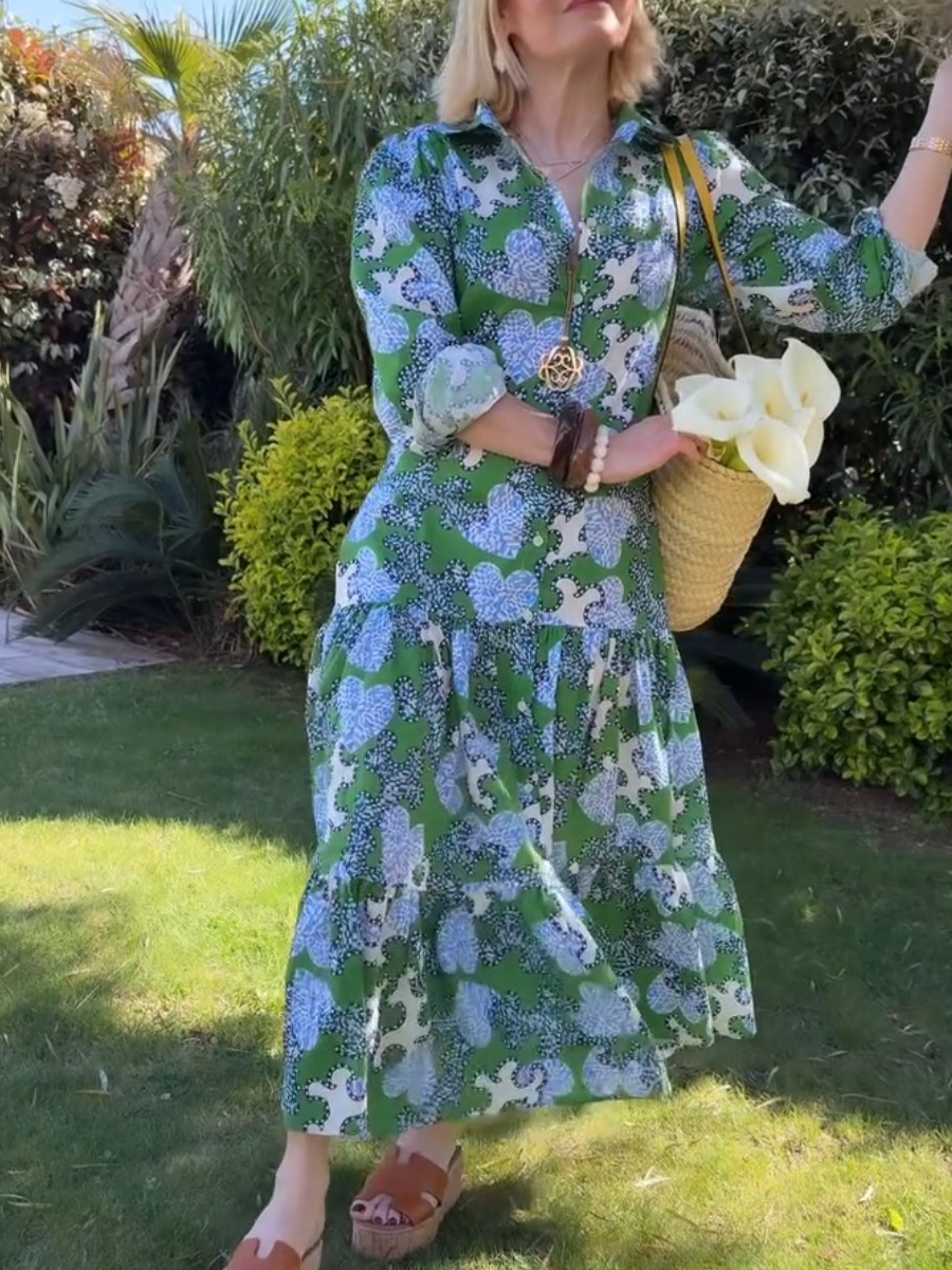 Fashion Print Block Midi Dress