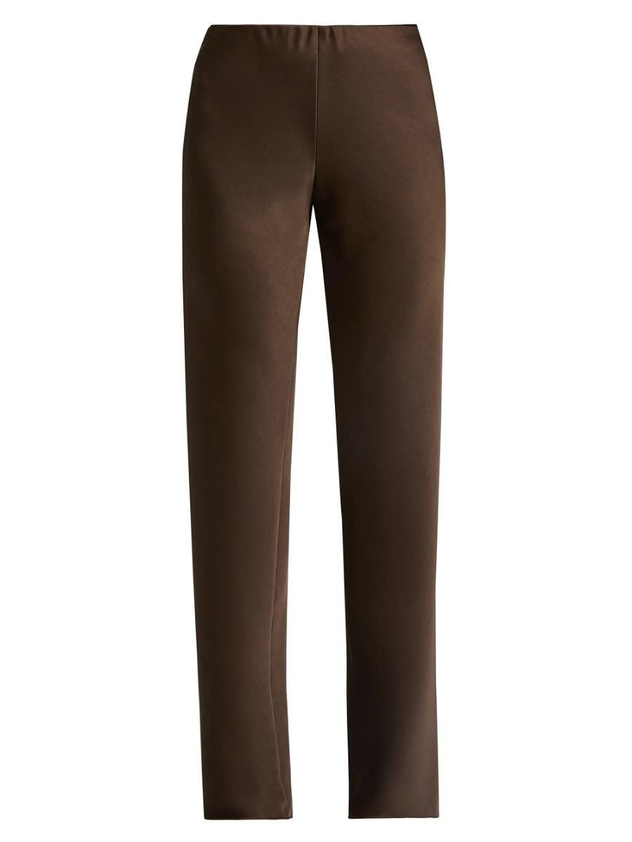 Fluid Twill Satin High-Waisted Trousers