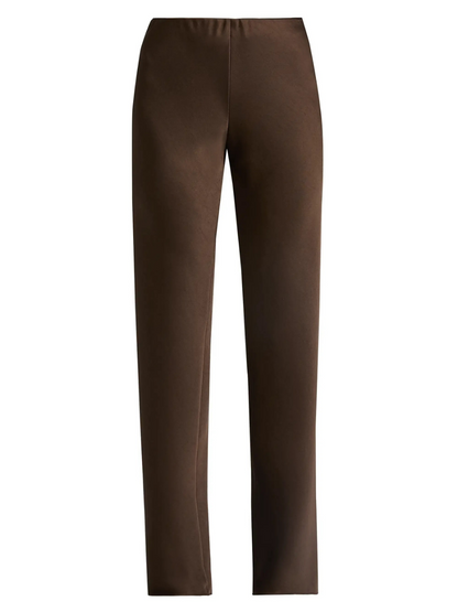 Fluid Twill Satin High-Waisted Trousers