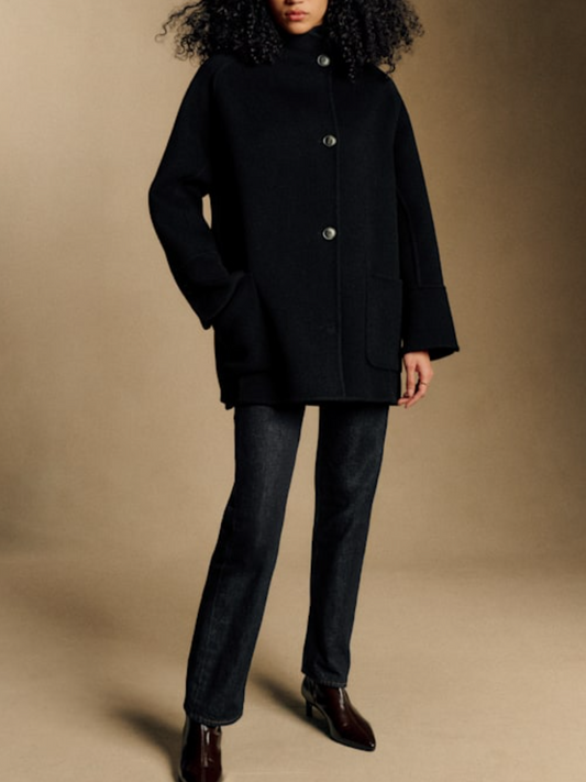 Mid-length Double-faced Coat With Long Sleeves