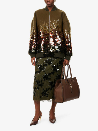 Stand-Collar Embellished Wool Jacket