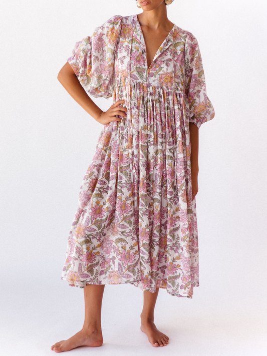 LILY Midi Dress ~ Fuchsia Bloom