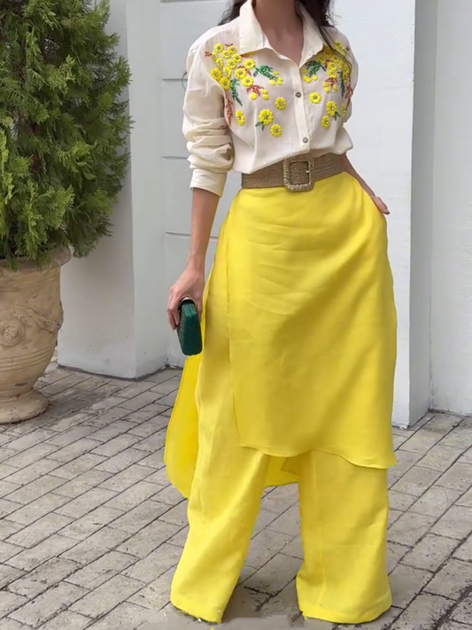 Yellow Linen Two-Piece Set