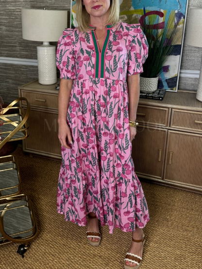 Floral Print V-neck MAXI Dress