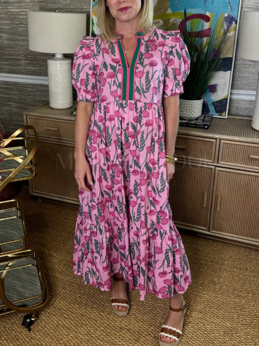 Floral Print V-neck MAXI Dress