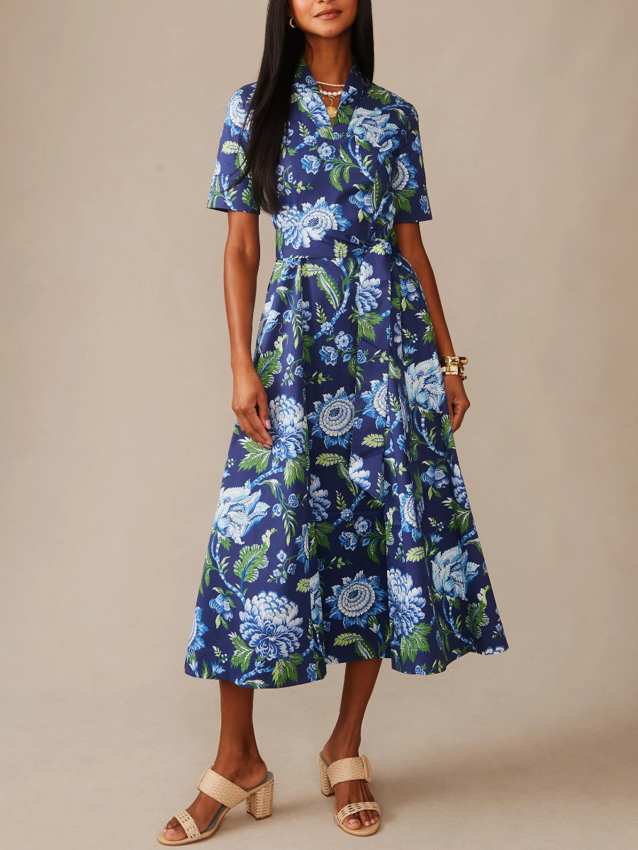 Lily Dress In Cerulean Garden