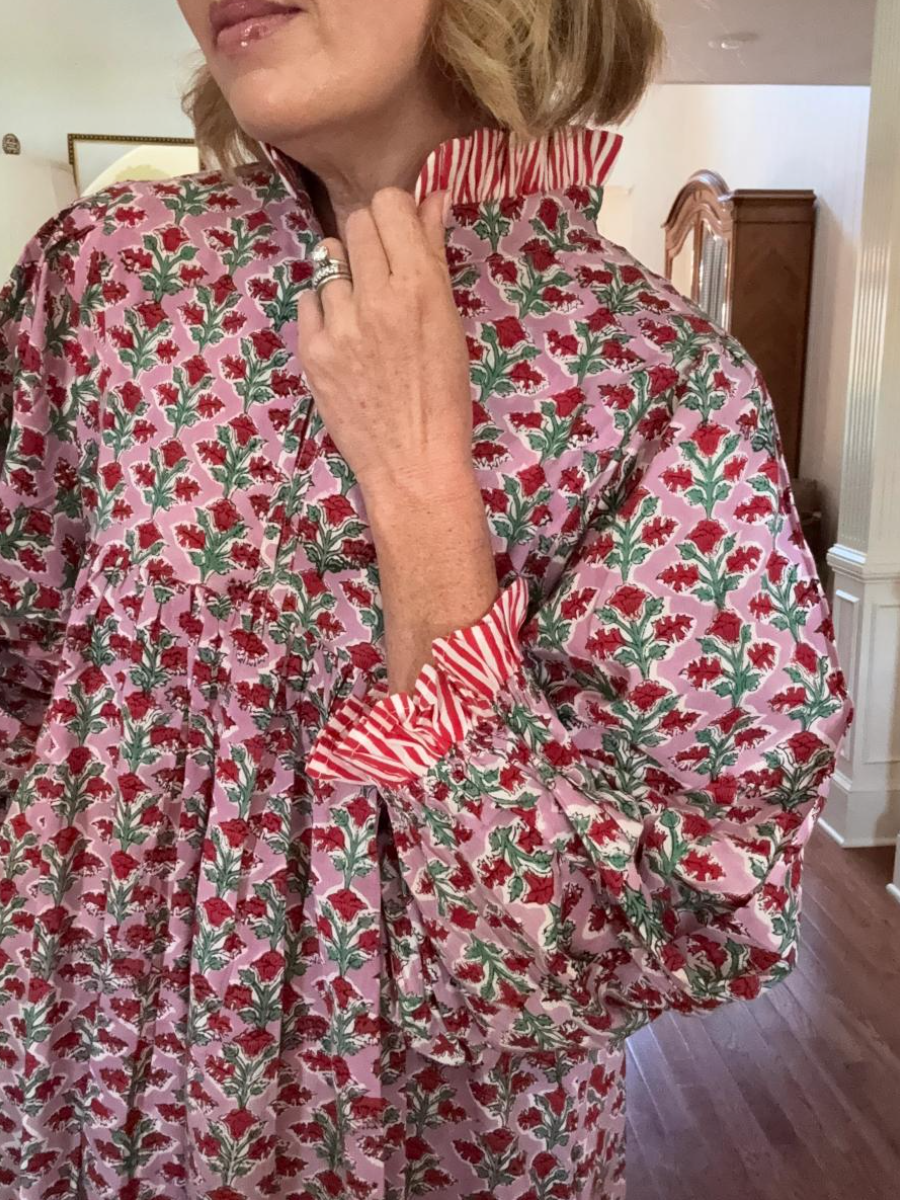 Newest Cotton Block Print Maxi Dress