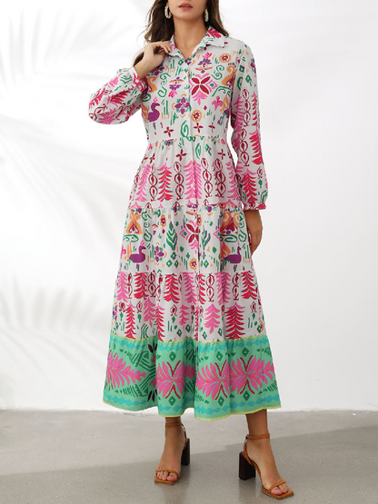 Exotic Printed Button Down Dress