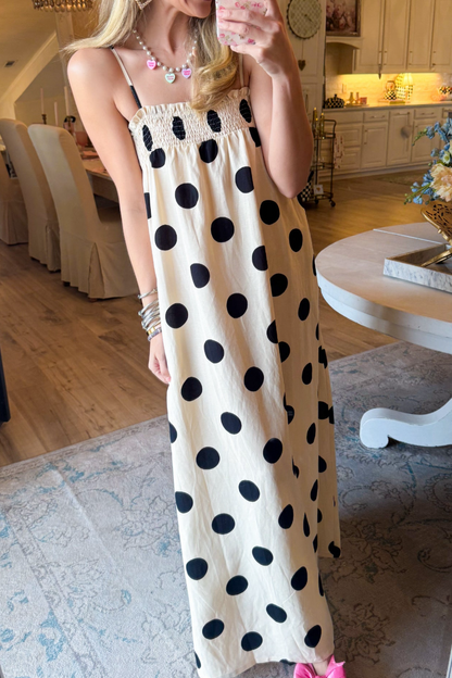 Cream And Black Polka Dot Maxi Dress