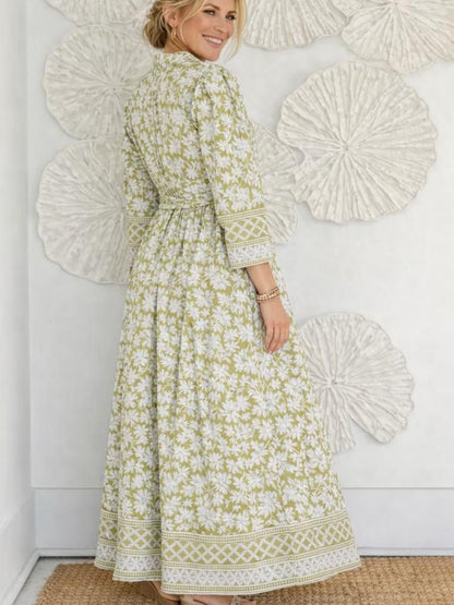 Green Hand Embroidered Maxi With Belt