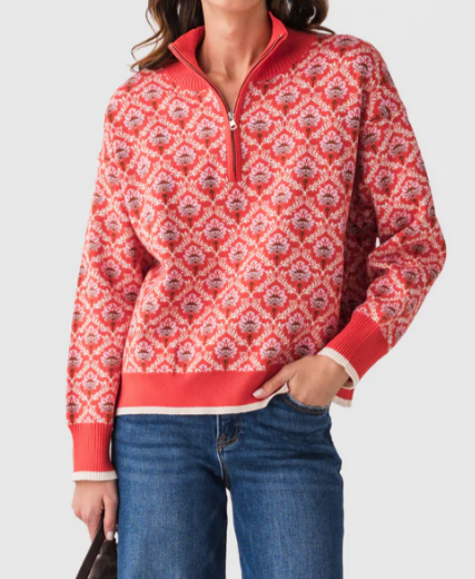 Half Zip Jacquard Sweater