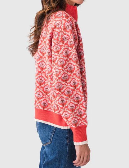 Half Zip Jacquard Sweater