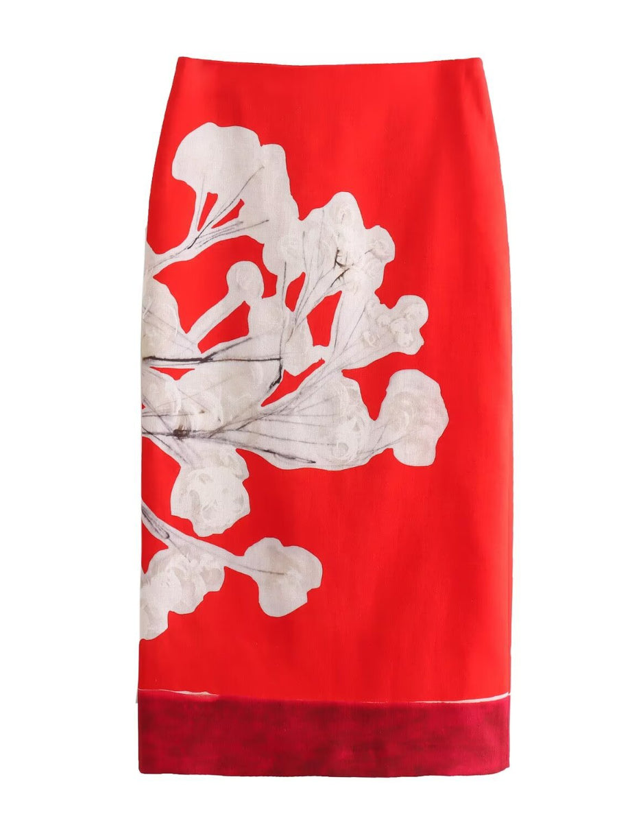 Printed Linen Skirt