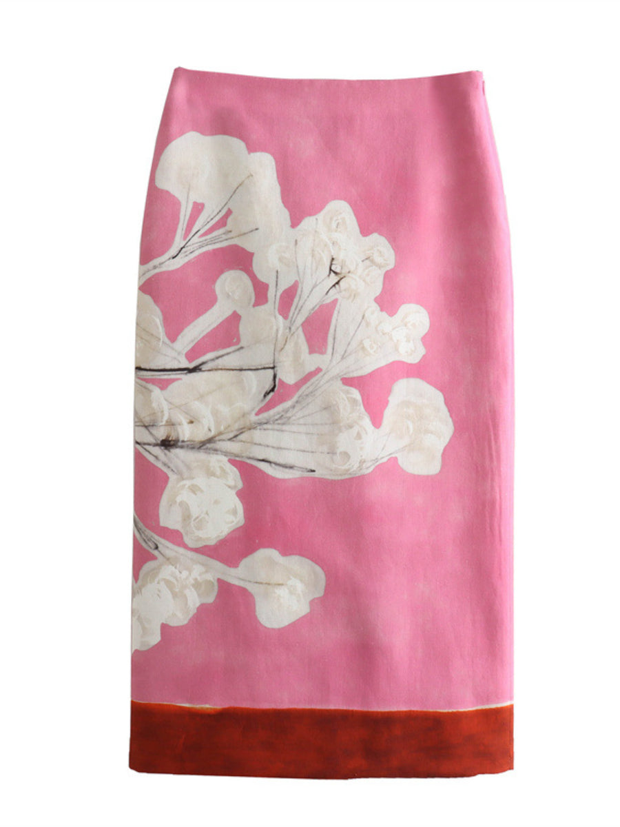 Printed Linen Skirt