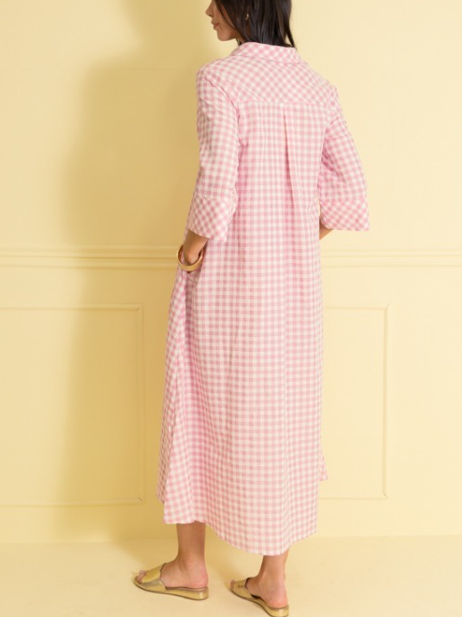 Gingham Collared Maxi Dress