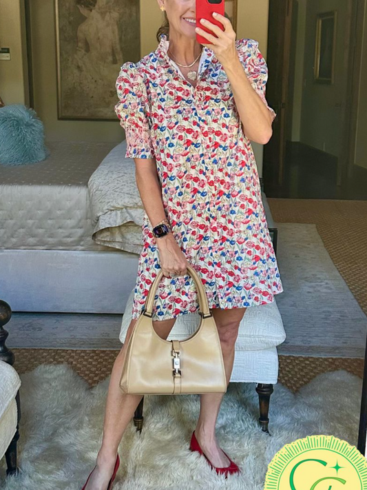 Multi Rose Floral Louisa Mini Dress