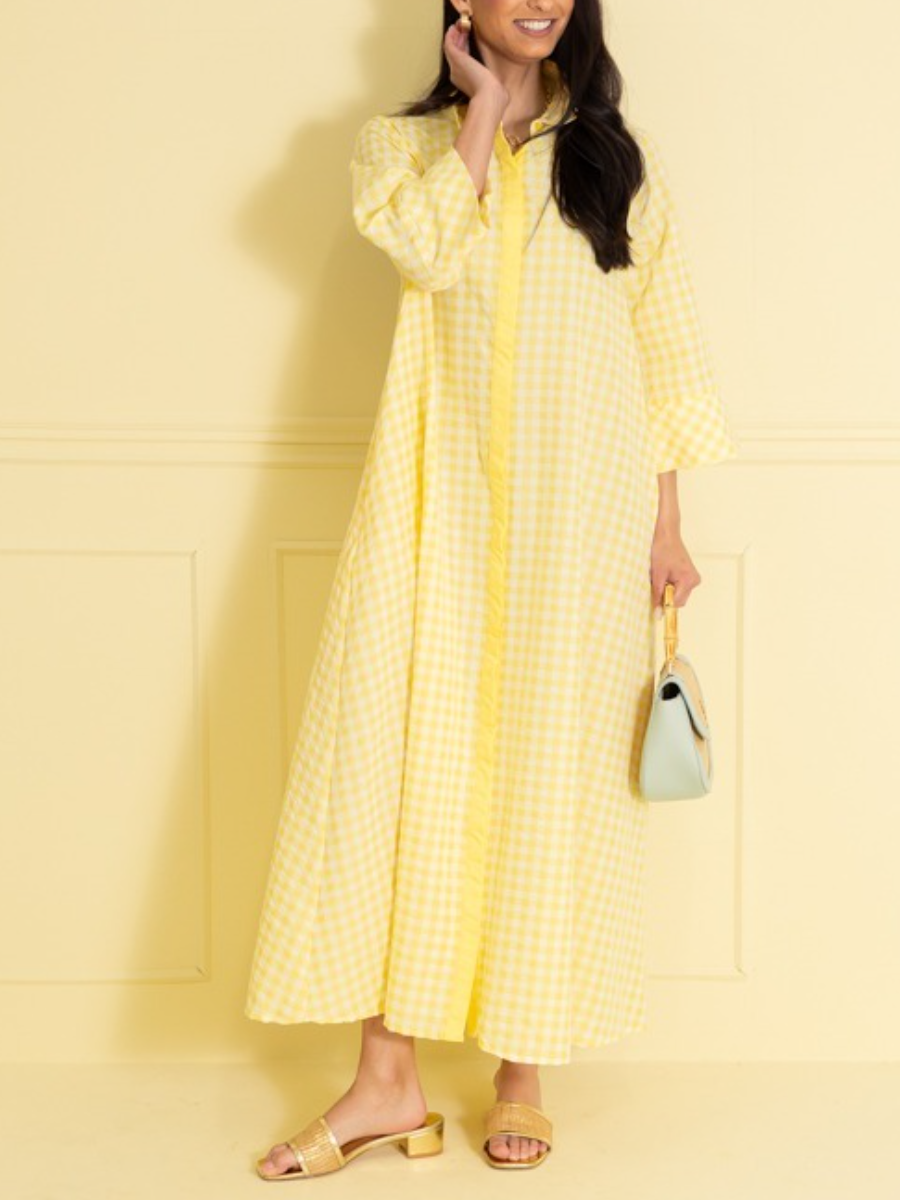 Gingham Collared Maxi Dress