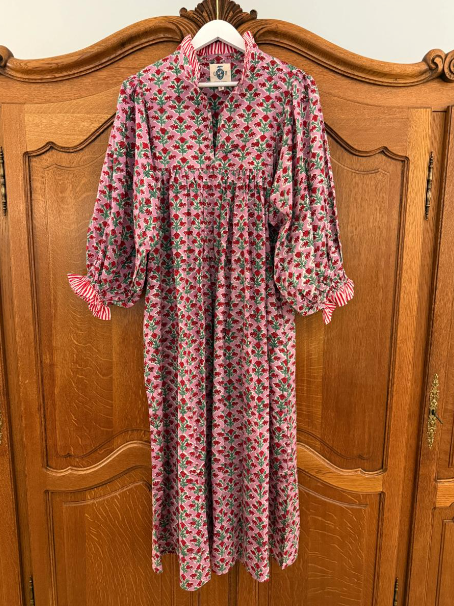 Newest Cotton Block Print Maxi Dress