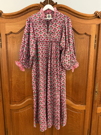 Newest Cotton Block Print Maxi Dress