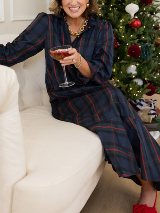 Preppy Plaid Midi, Navy Green