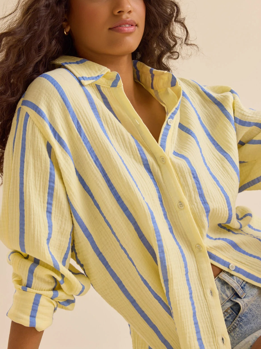Vienna Striped Button Down Top