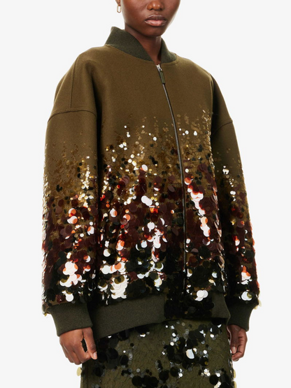 Stand-Collar Embellished Wool Jacket