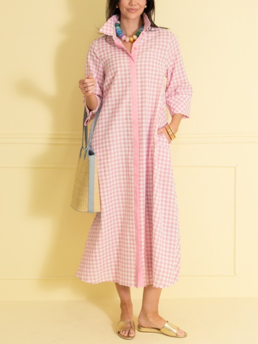 Gingham Collared Maxi Dress