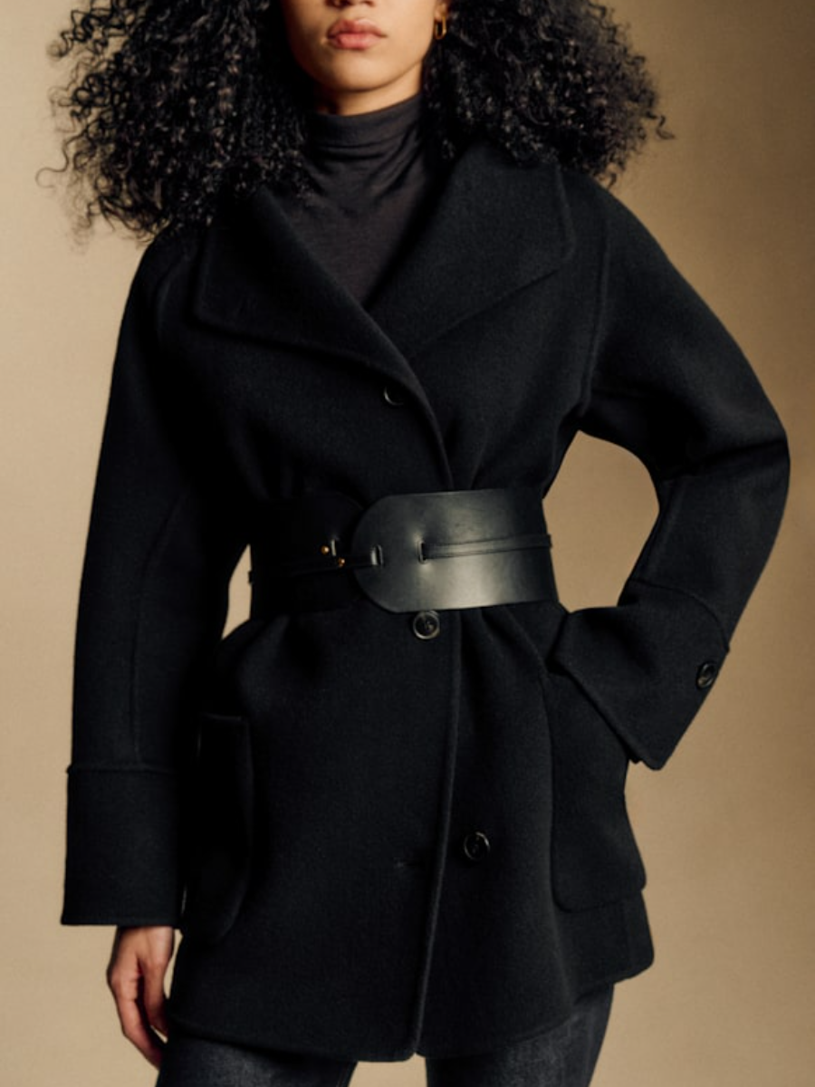 Mid-length Double-faced Coat With Long Sleeves