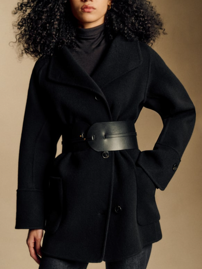 Mid-length Double-faced Coat With Long Sleeves