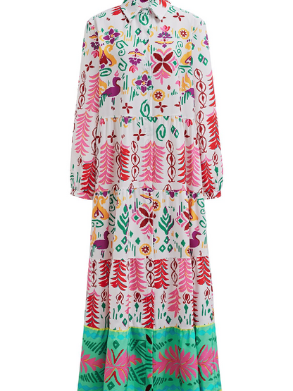 Exotic Printed Button Down Dress