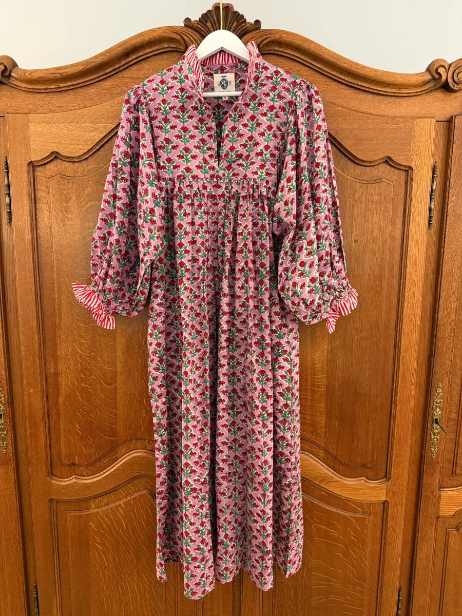 Newest Cotton Block Print Maxi Dress